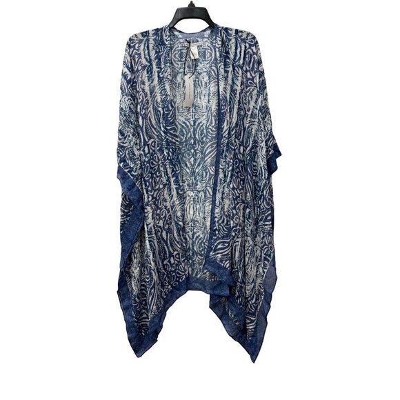NWT Rebecca Minkoff Women's One Size Moroccan Heart Ruana, Blue MSRP $98 - Picture 2 of 9